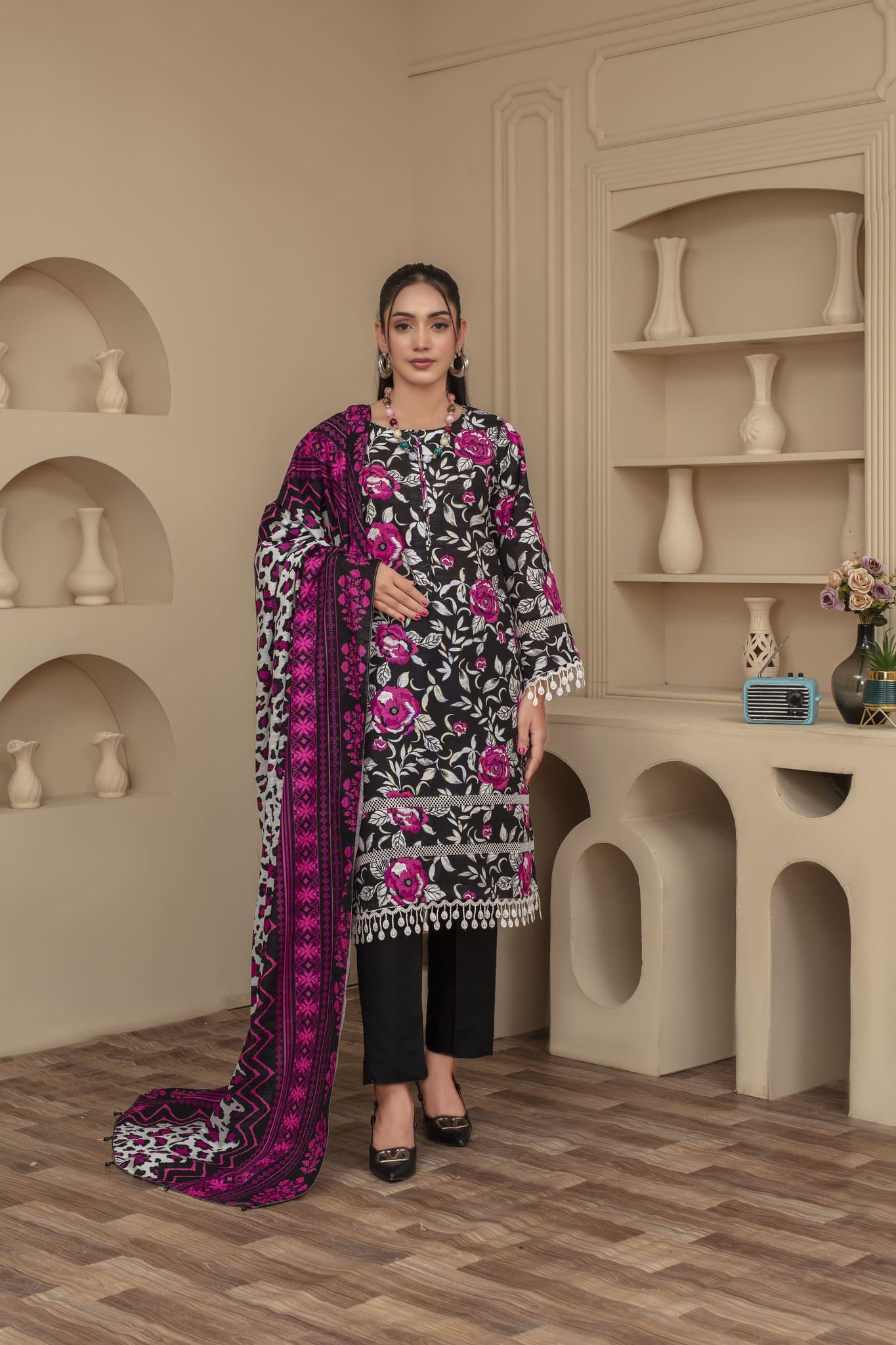 Unstitched Printed Khaddar 3 Piece