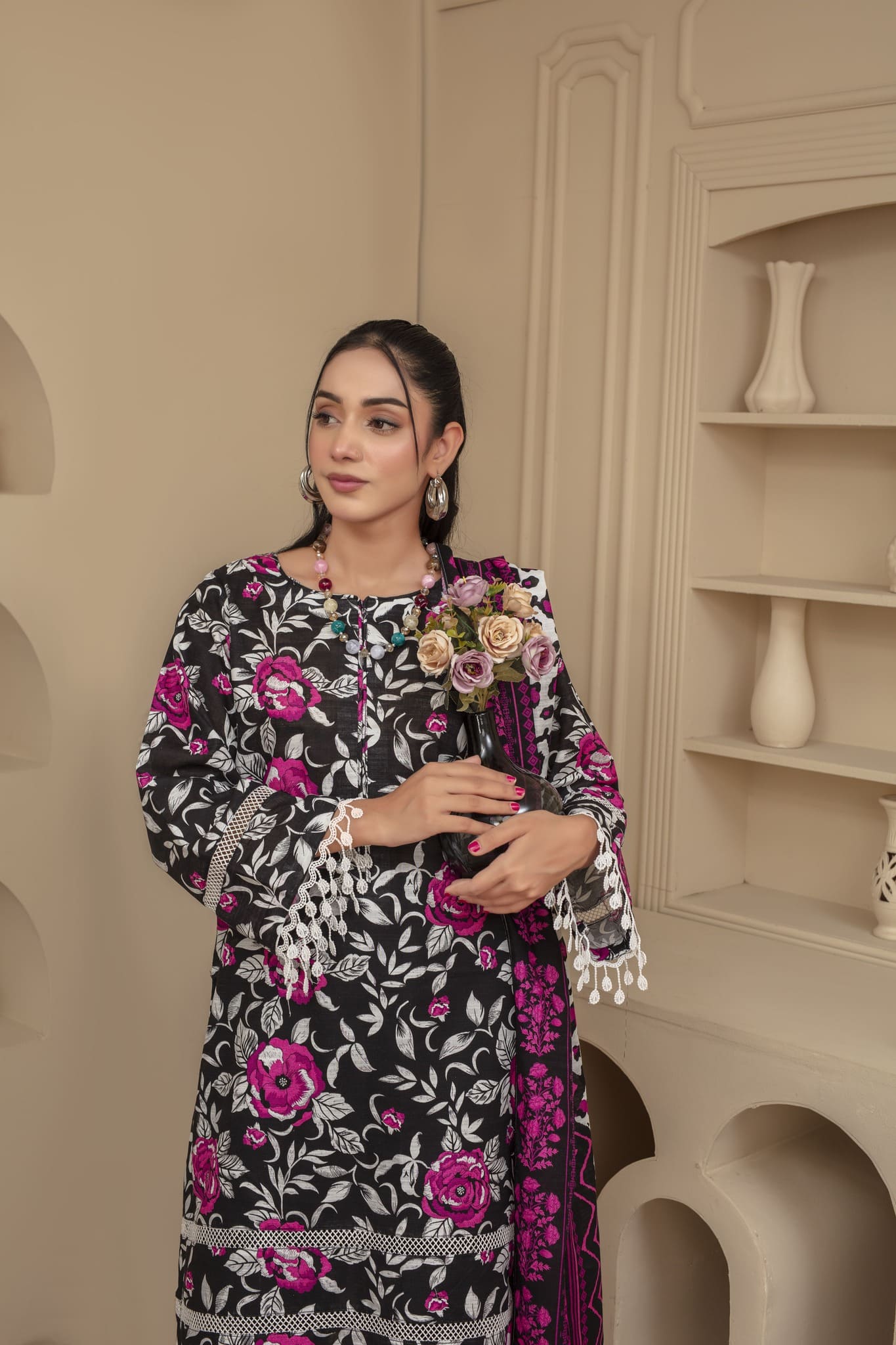 Unstitched Printed Khaddar 3 Piece