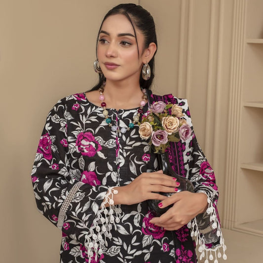 Unstitched Printed Khaddar 3 Piece
