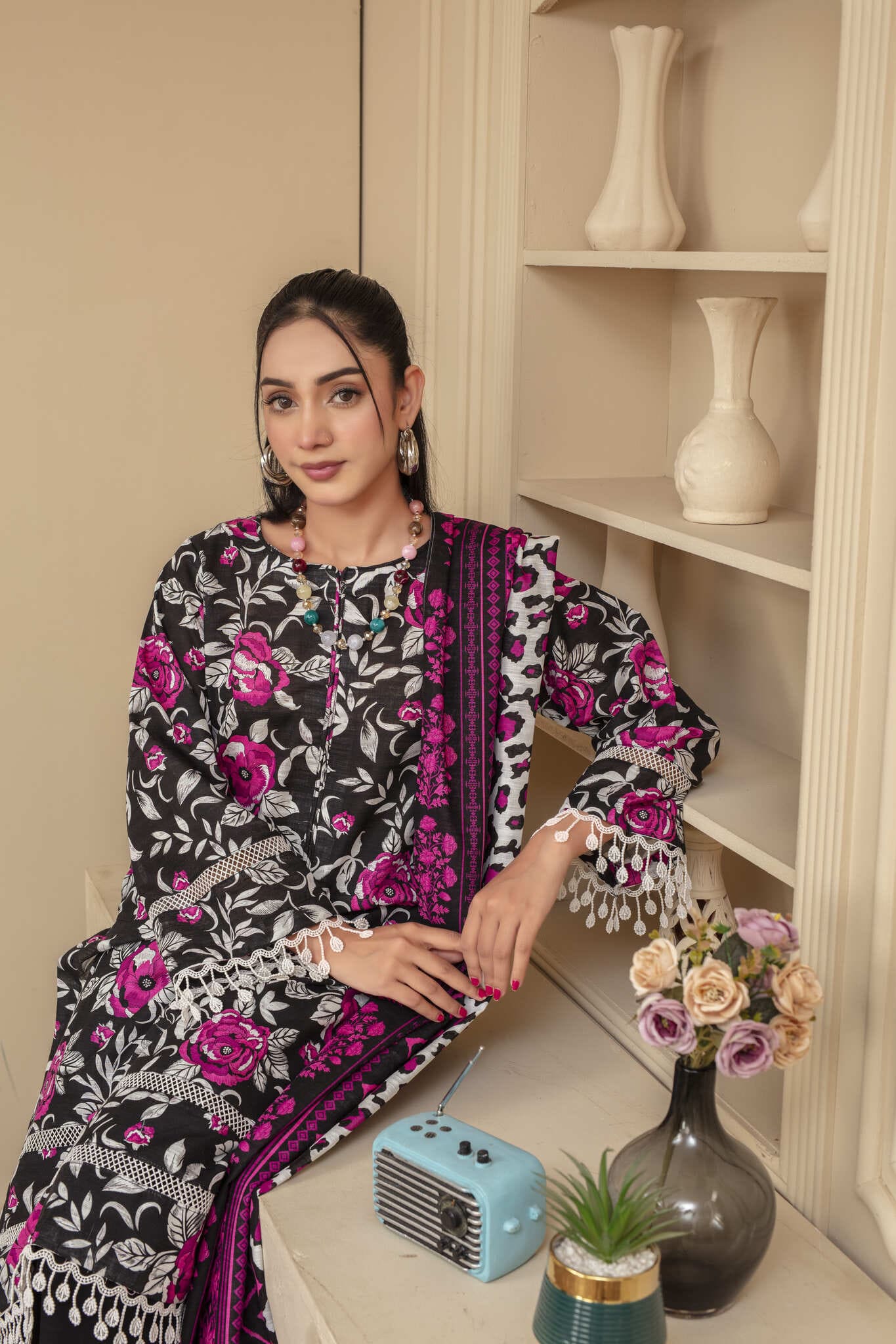 Unstitched Printed Khaddar 3 Piece