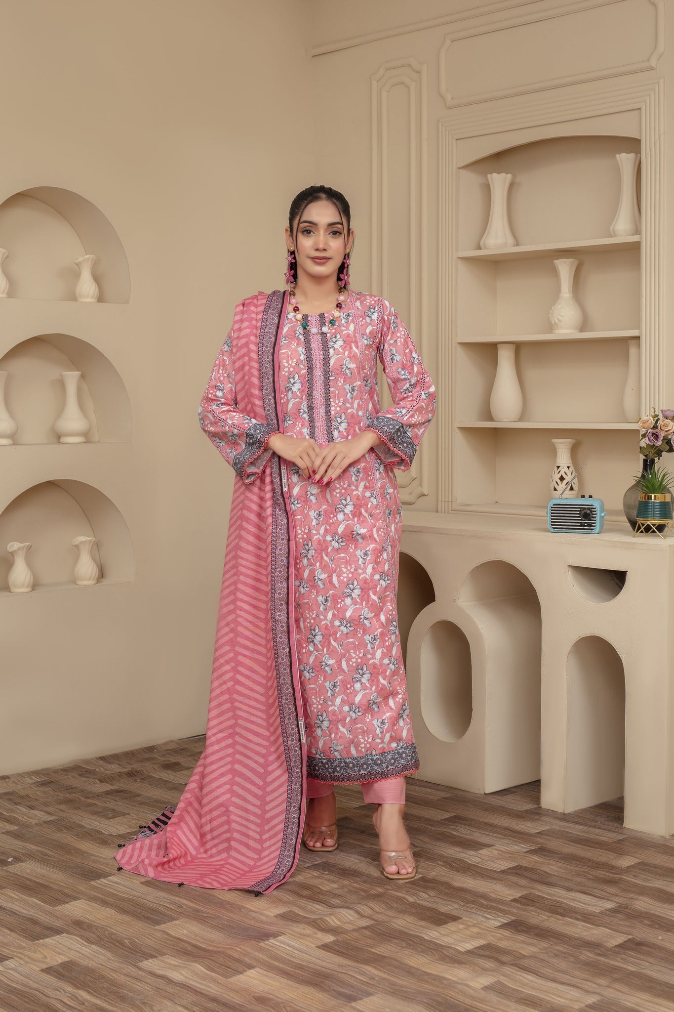 Unstitched Printed Khaddar 3 Piece