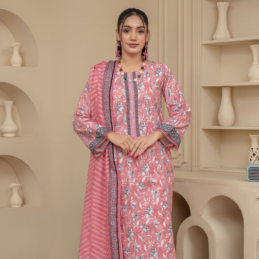 Unstitched Printed Khaddar 3 Piece