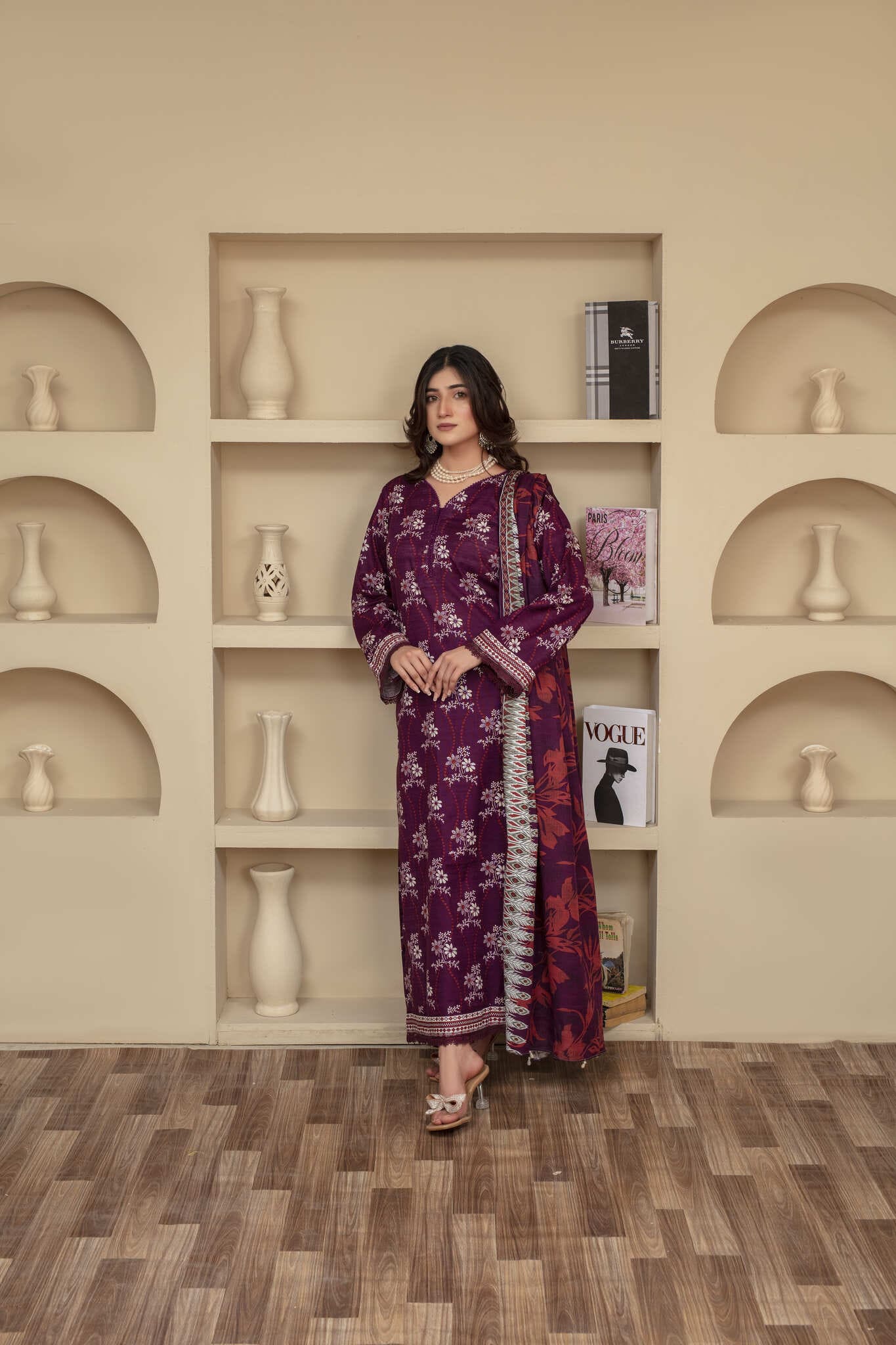 Unstitched Printed Khaddar 3 Piece