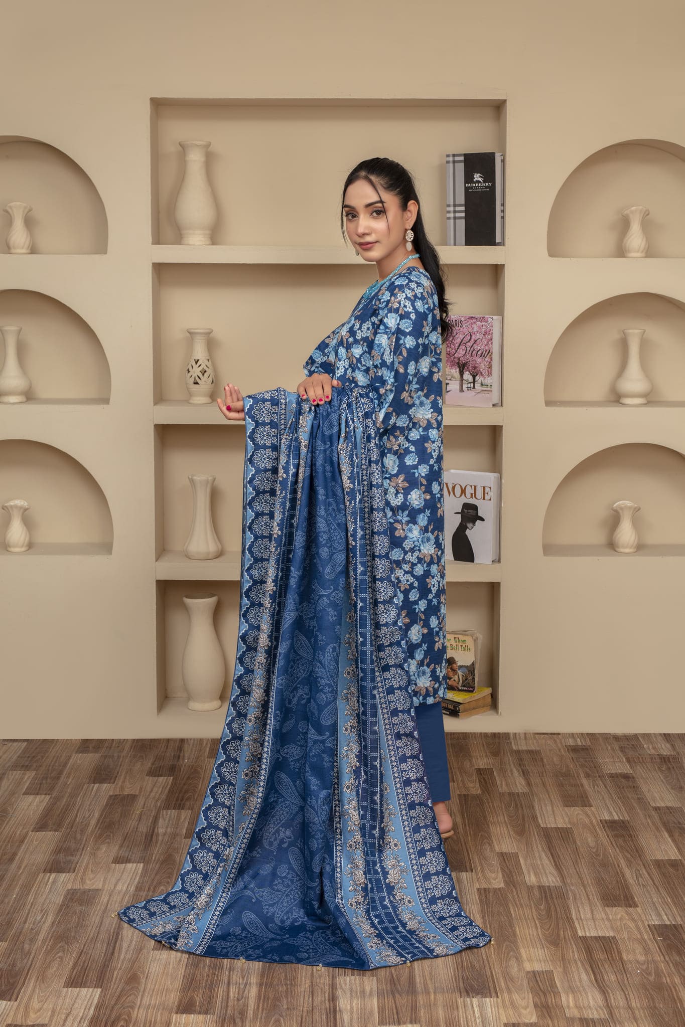Unstitched Printed Khaddar 3 Piece