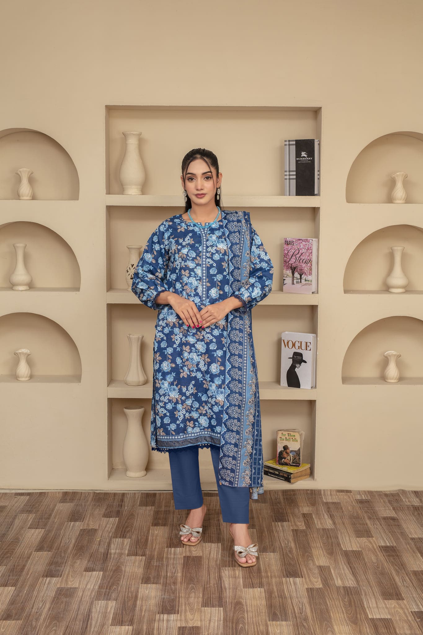 Unstitched Printed Khaddar 3 Piece