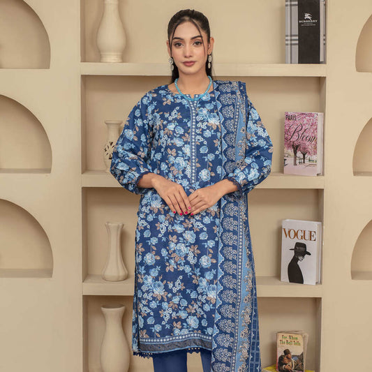 Unstitched Printed Khaddar 3 Piece