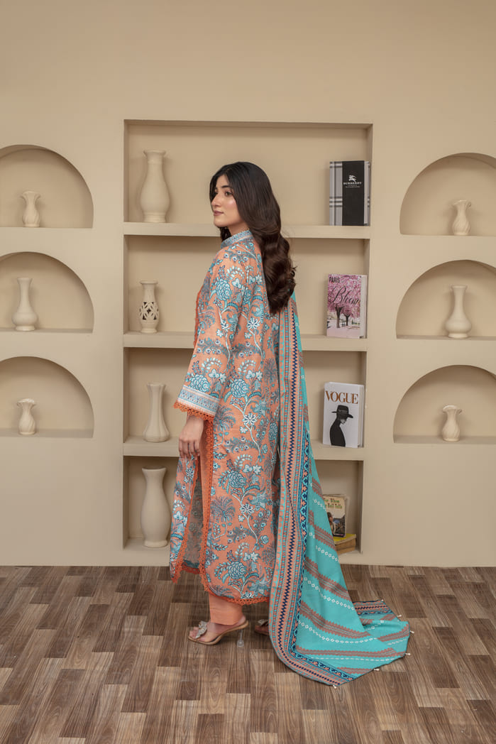 Unstitched Printed Khaddar 3 Piece