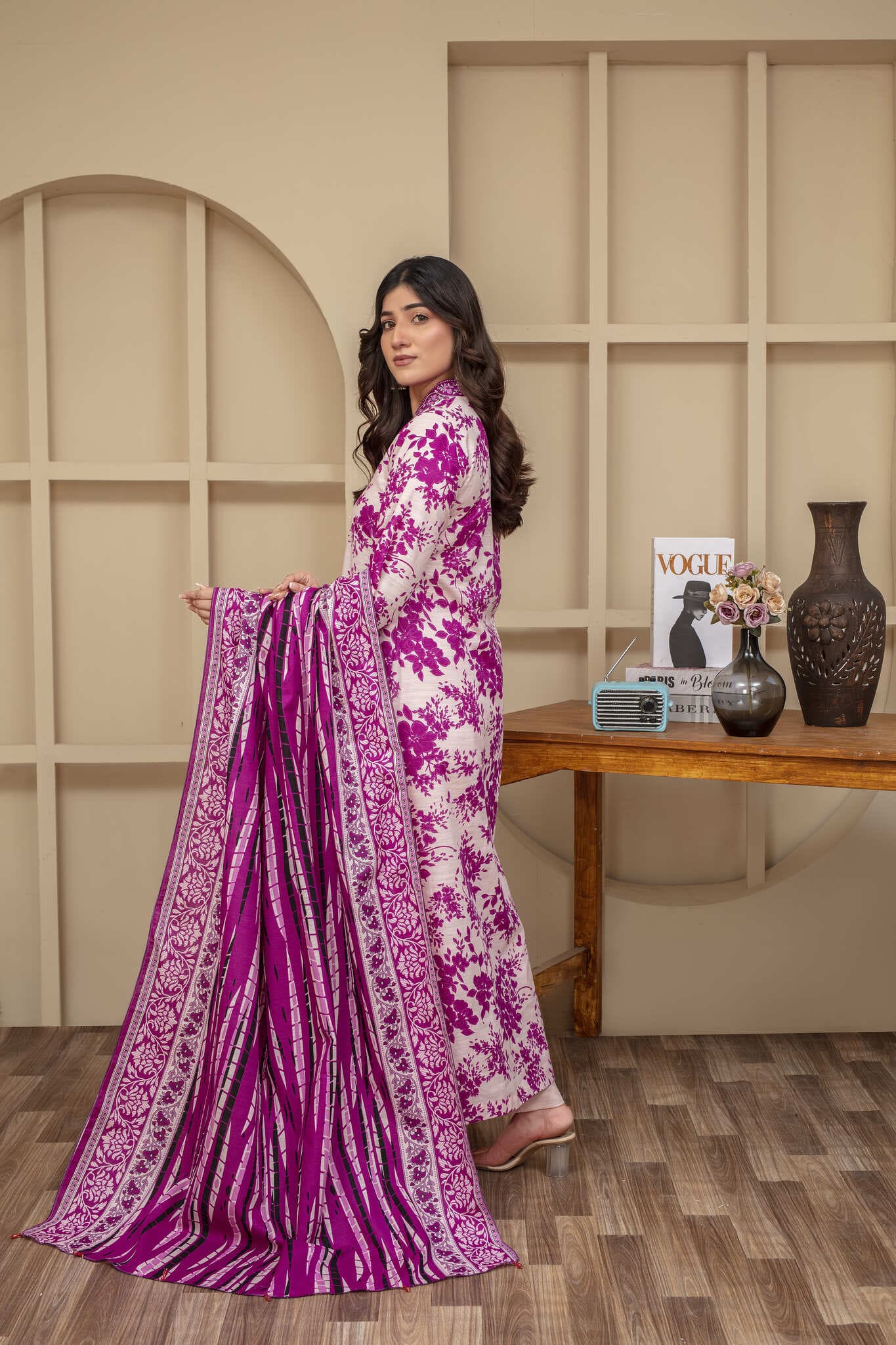 Unstitched Printed Khaddar 3 Piece