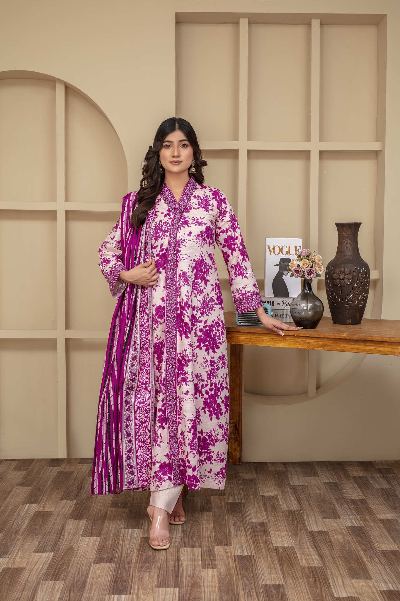 Unstitched Printed Khaddar 3 Piece