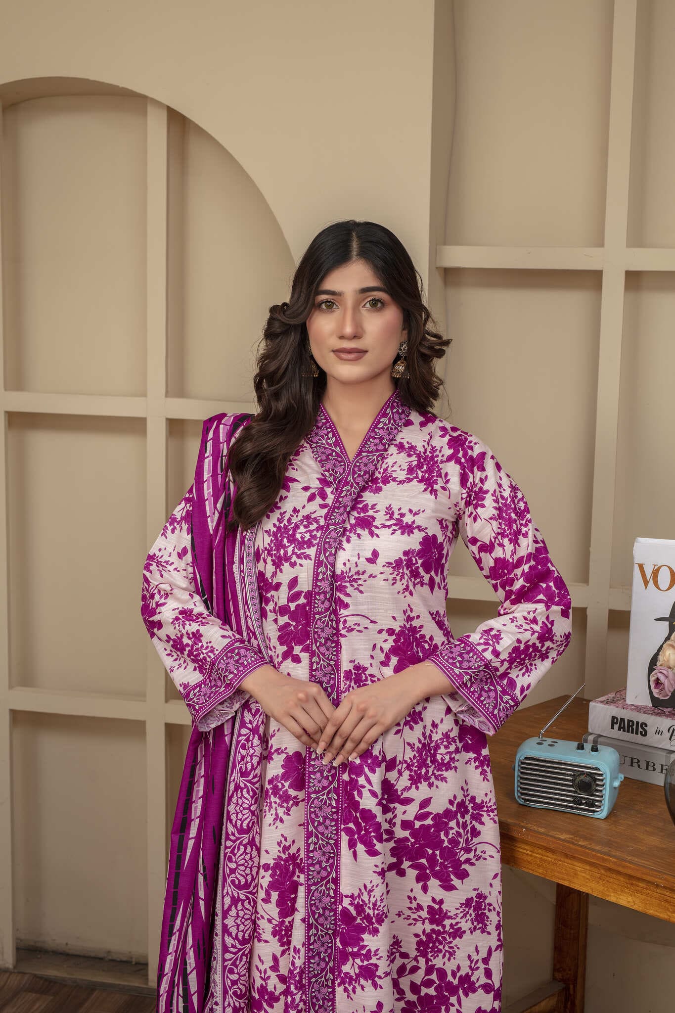 Unstitched Printed Khaddar 3 Piece