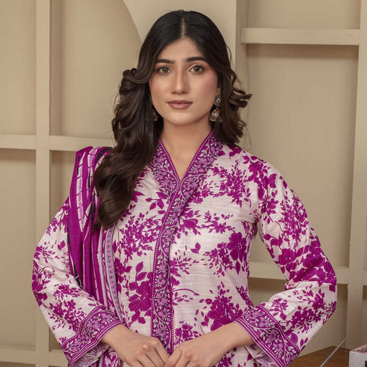 Unstitched Printed Khaddar 3 Piece