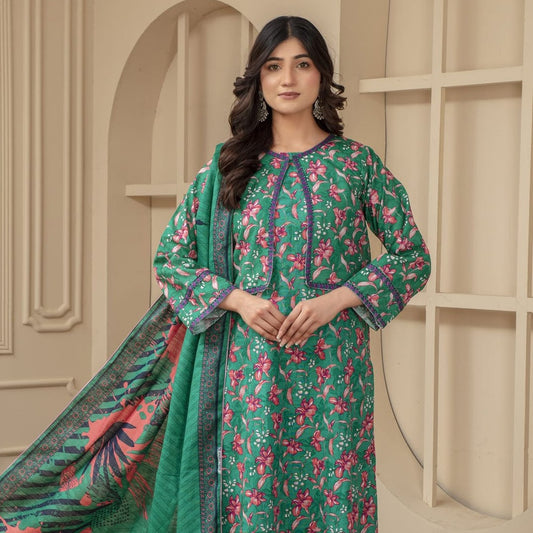 Unstitched Printed Khaddar 3 Piece