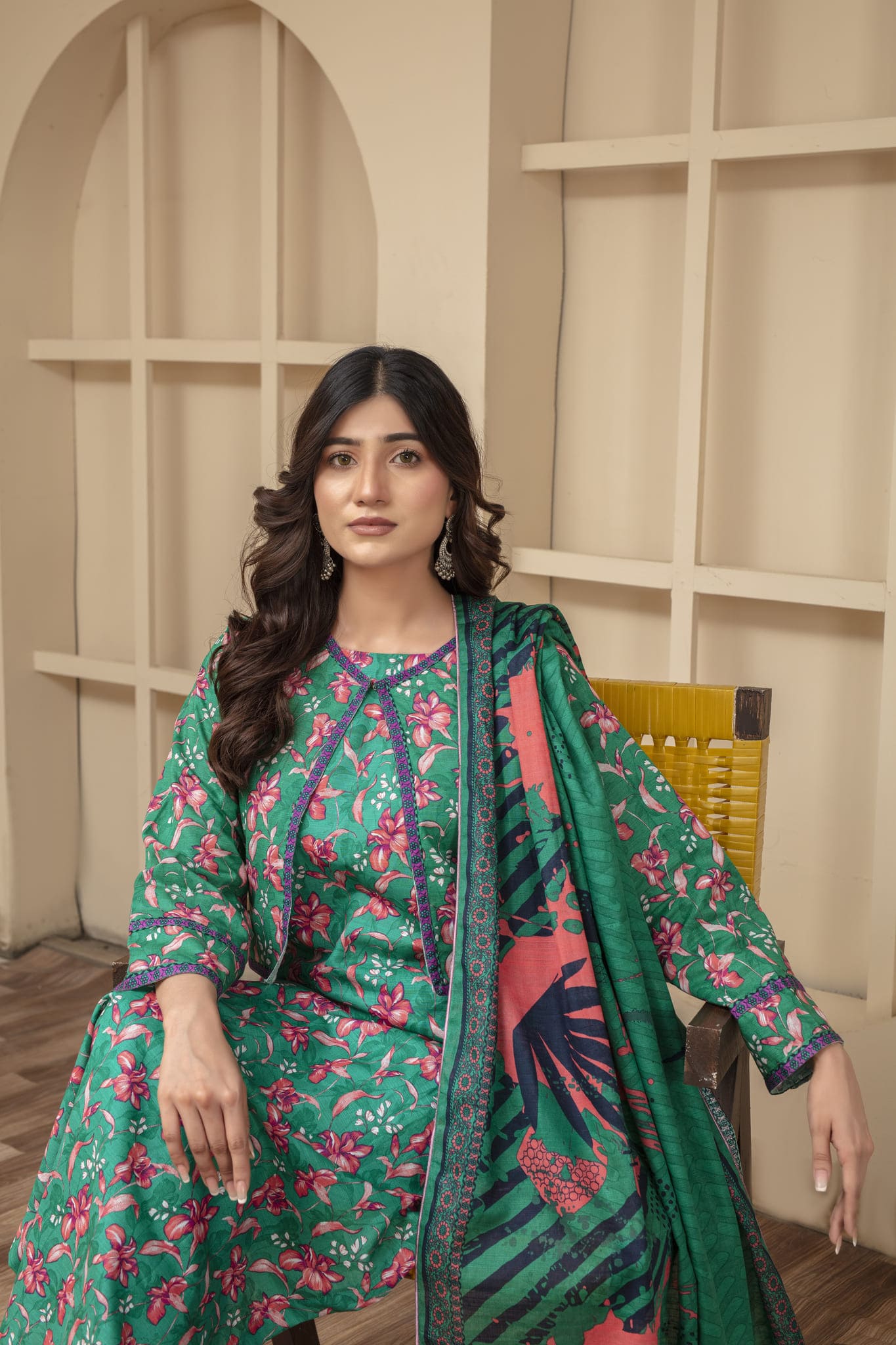 Unstitched Printed Khaddar 3 Piece