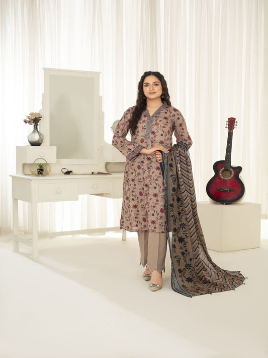 Unstitched Printed Lawn 3 Piece