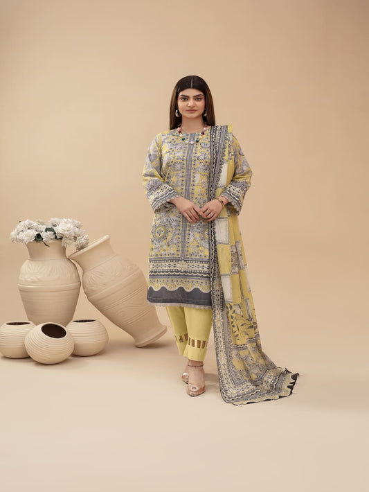 Unstitched Printed Lawn 3 Piece