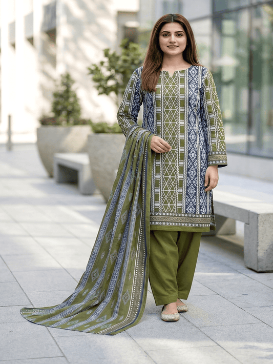 Unstitched Printed Lawn 3 Piece Suit
