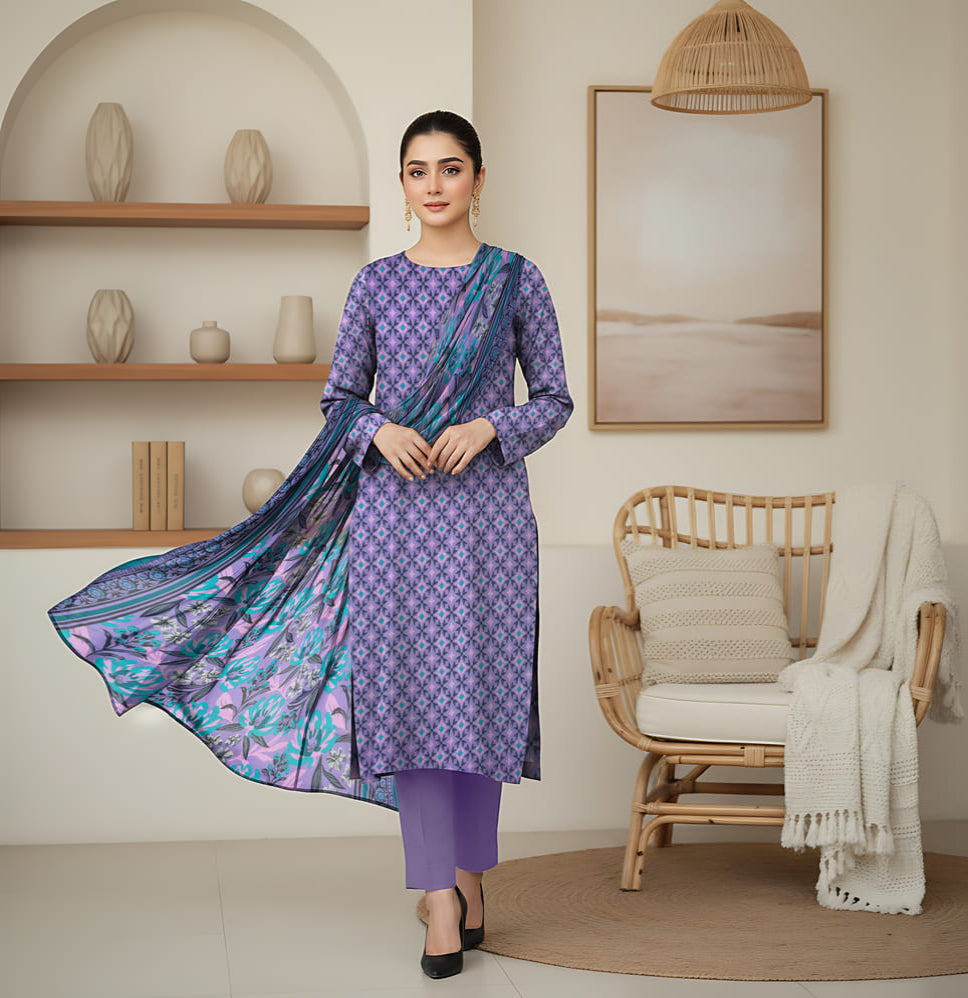 Unstitched Printed Lawn 3 Piece