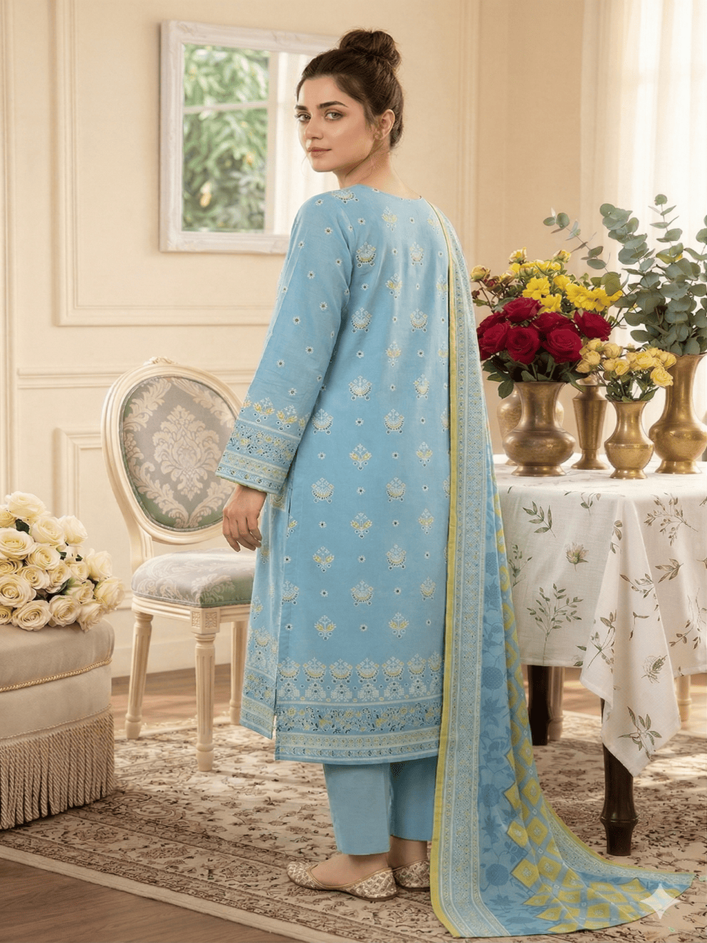 Unstitched Printed Lawn 3 Piece Suit