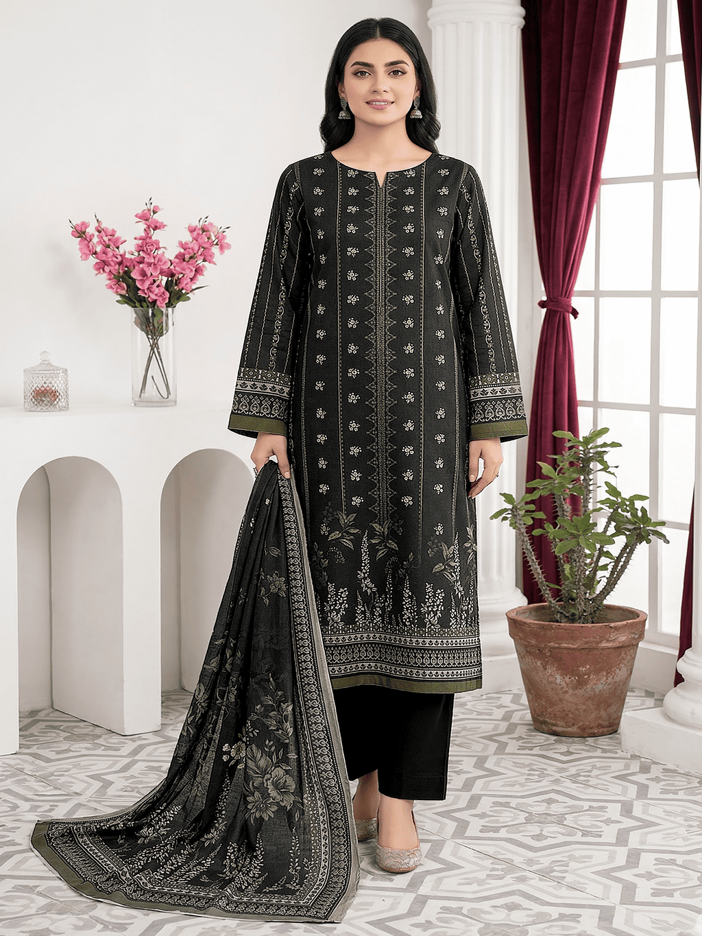 Unstitched Digital Printed Lawn 3 Piece Suit