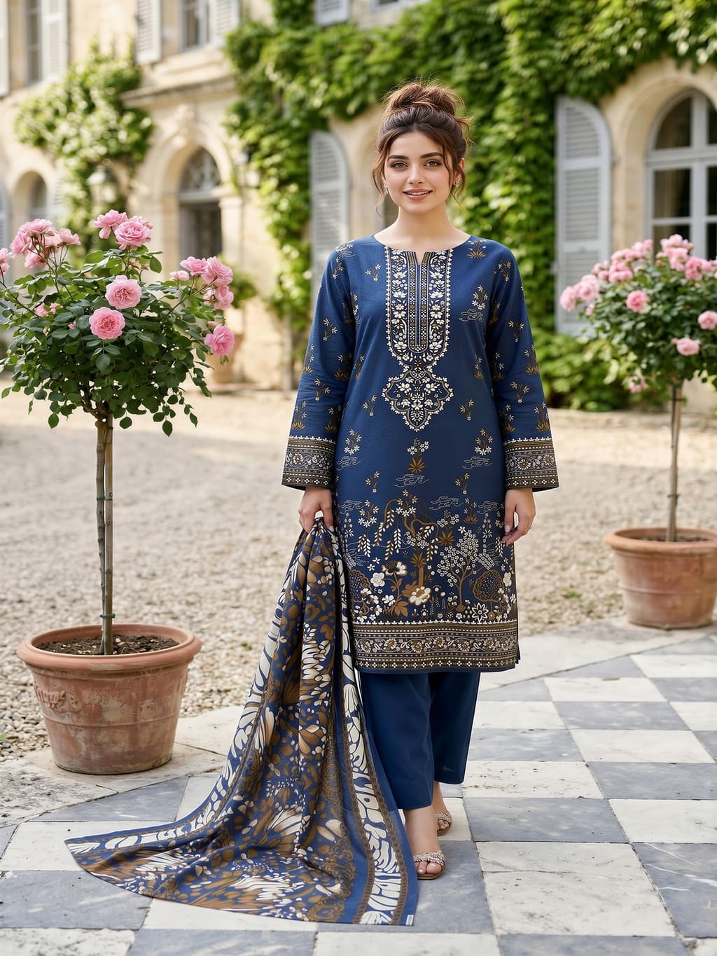 Unstitched Printed Lawn 3 Piece Suit