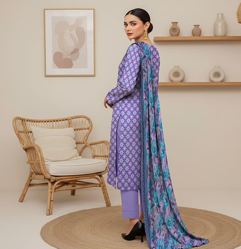 Unstitched Printed Lawn 3 Piece