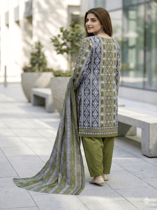 Unstitched Printed Lawn 3 Piece Suit