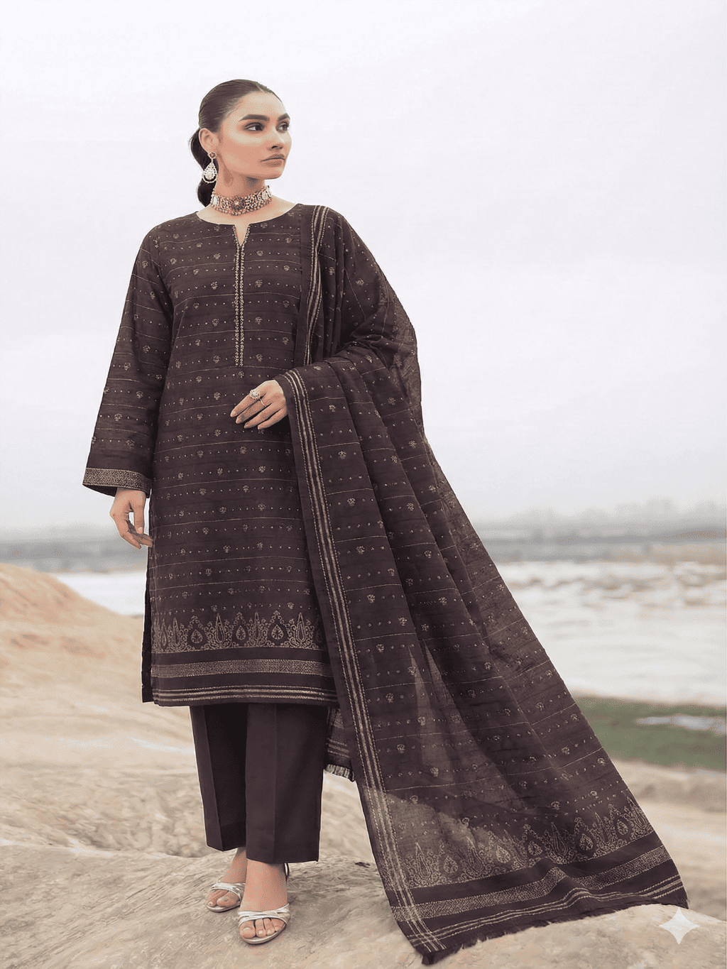 Jacquard Brosha Bana Dora 3 Piece Lawn Suit-Unstitched
