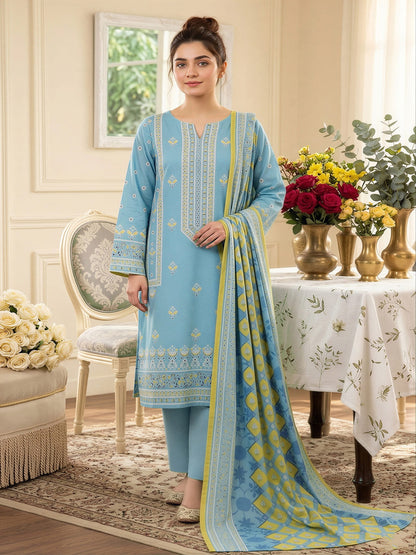 Unstitched Printed Lawn 3 Piece Suit
