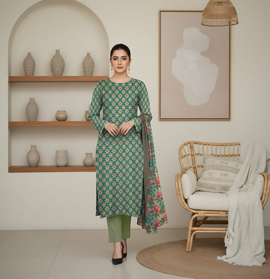 Unstitched Printed Lawn 3 Piece