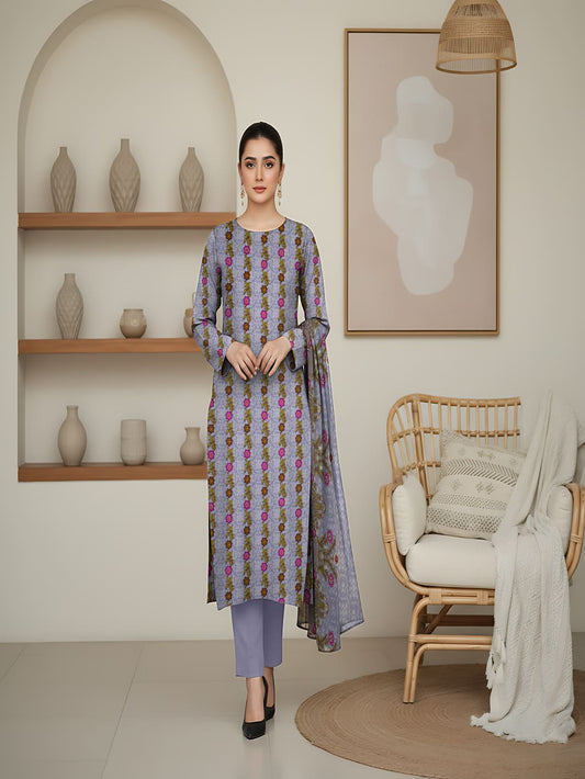 Unstitched Printed Lawn 3 Piece