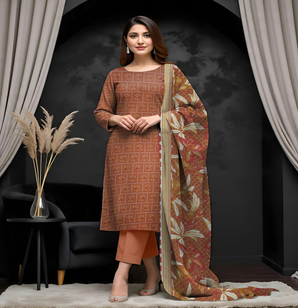 Unstitched Printed Lawn 3 Piece