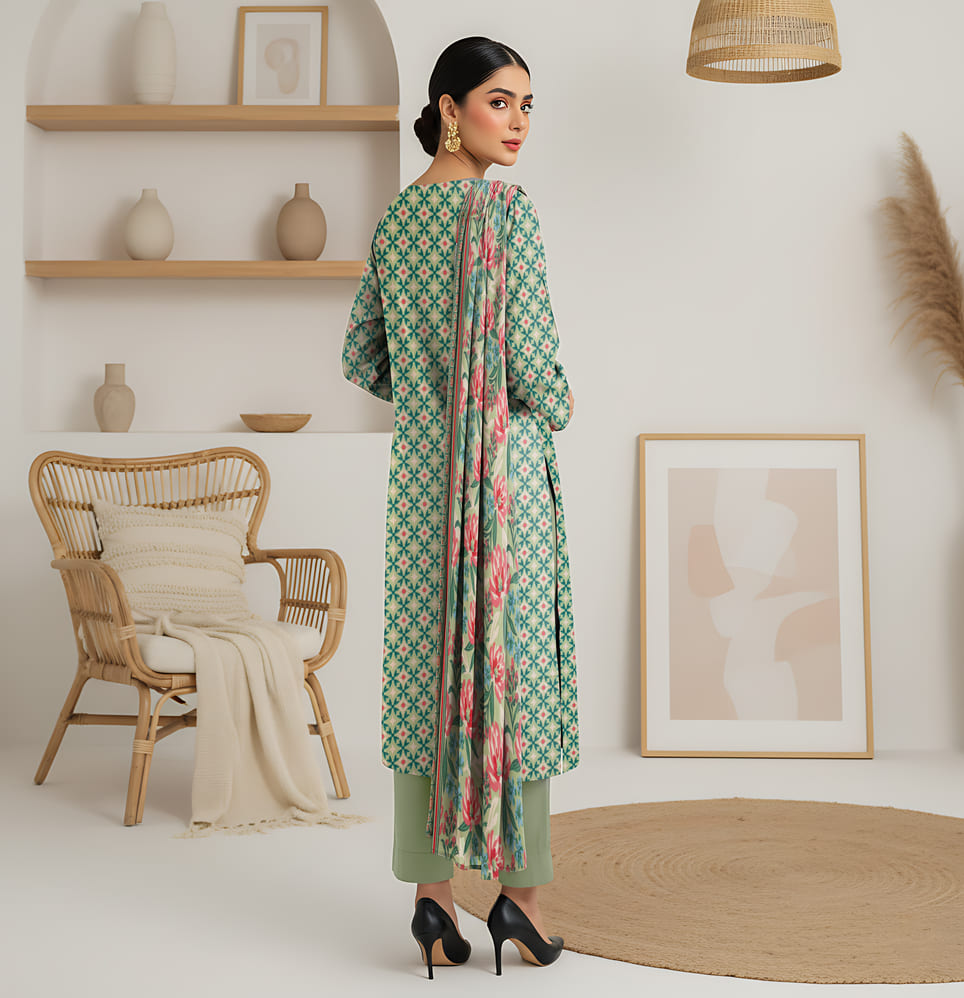 Unstitched Printed Lawn 3 Piece
