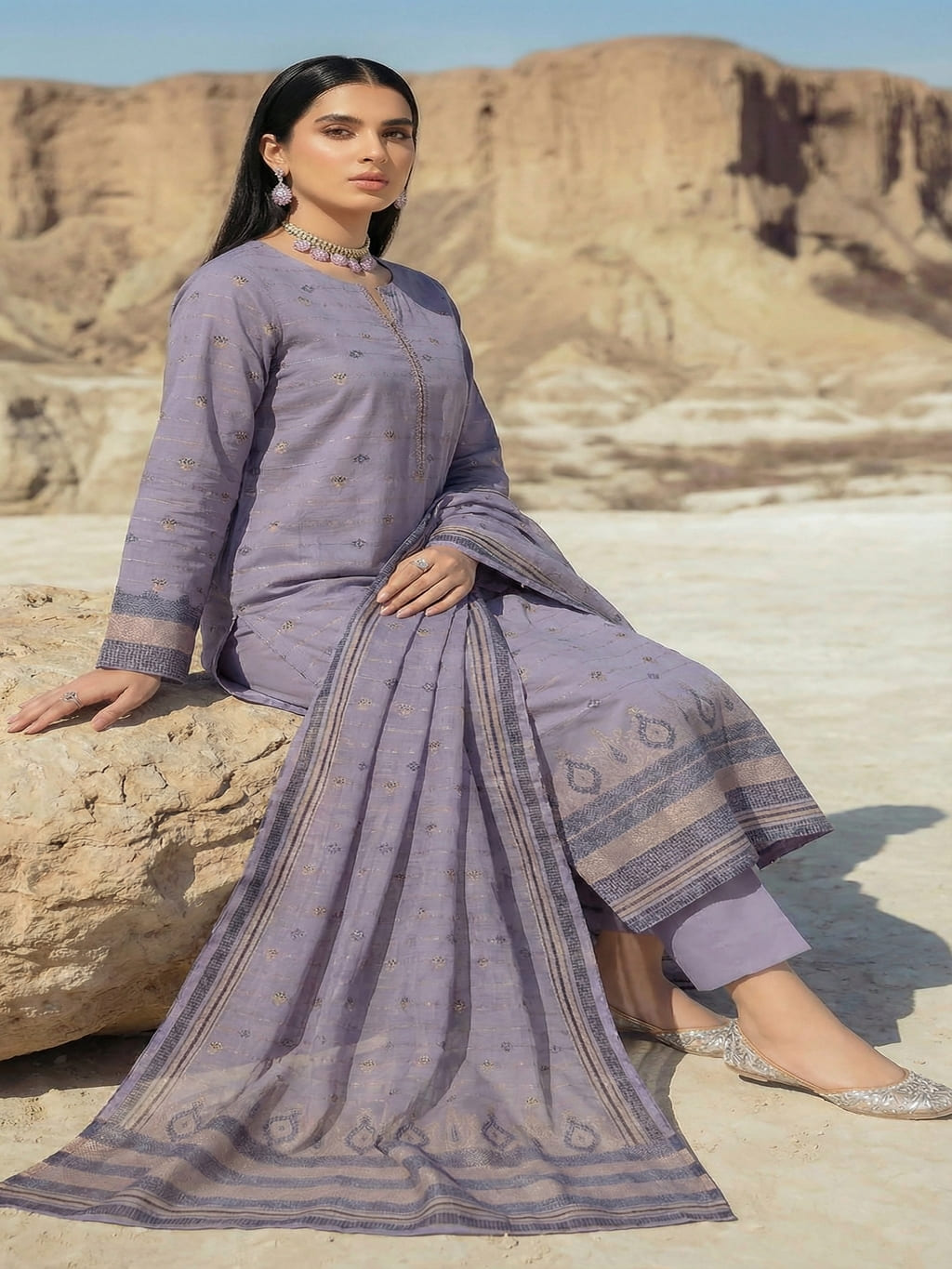 Jacquard Brosha Bana Dora 3 Piece Lawn Suit-Unstitched