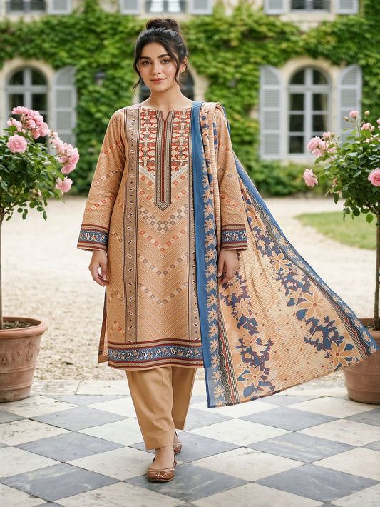 Unstitched Printed Lawn 3 Piece Suit