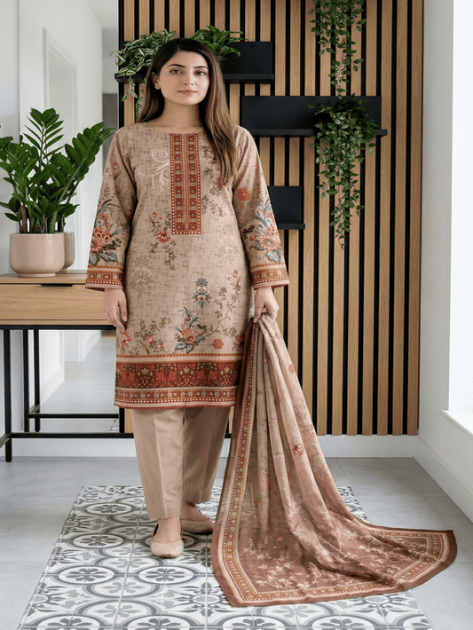 Unstitched Digital Printed Lawn 3 Piece