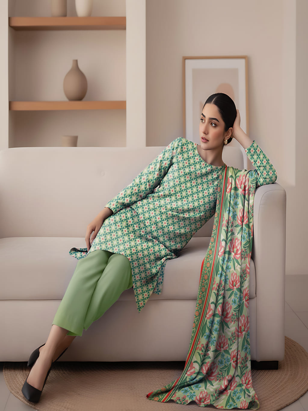 Unstitched Printed Lawn 3 Piece