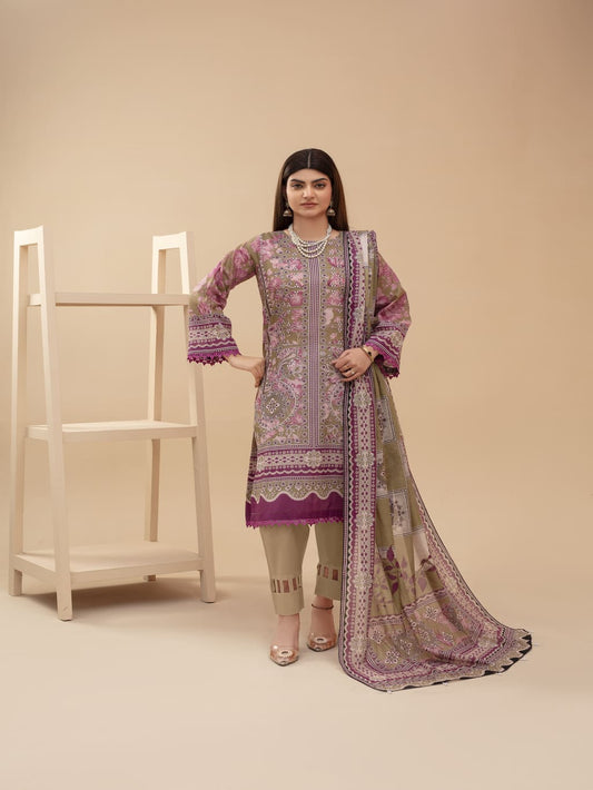 Unstitched Printed Lawn 3 Piece