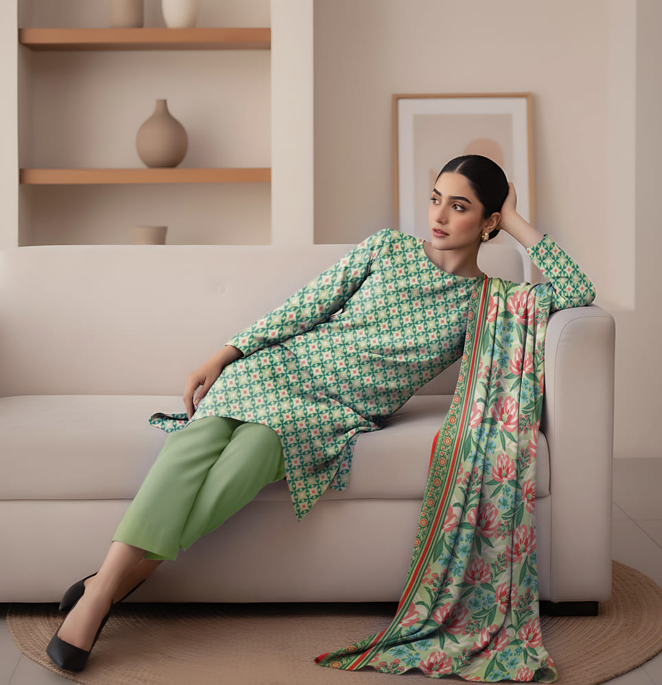Unstitched Printed Lawn 3 Piece