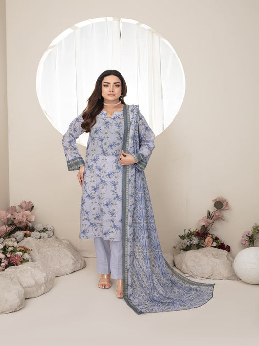 Unstitched Printed Lawn 3 Piece