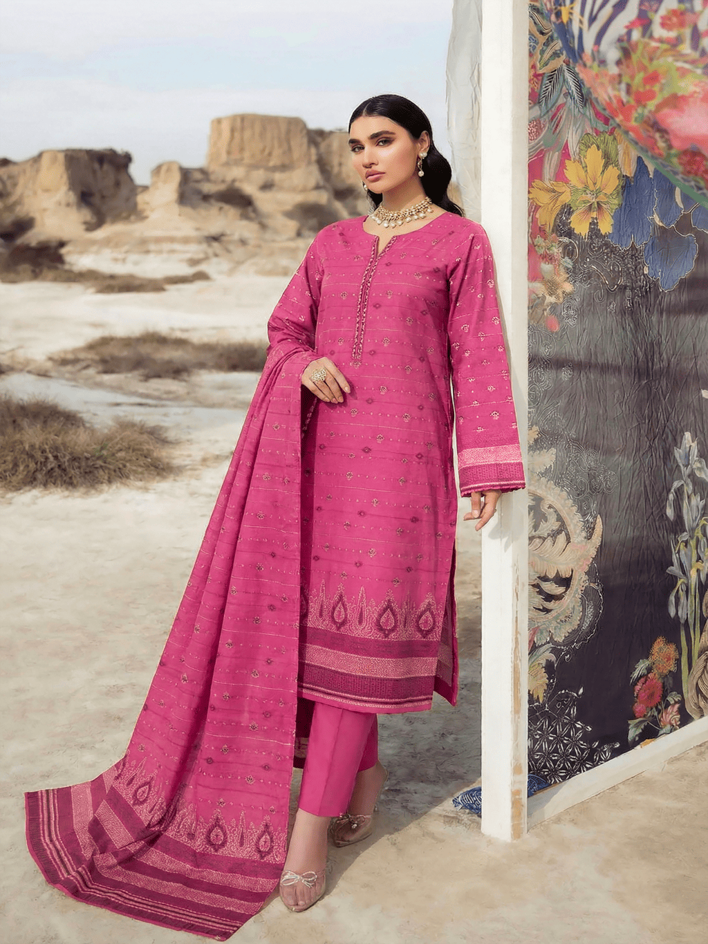 Jacquard Brosha Bana Dora 3 Piece Lawn Suit-Unstitched