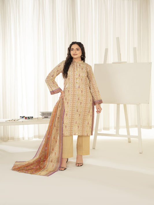 Unstitched Printed Lawn 3 Piece