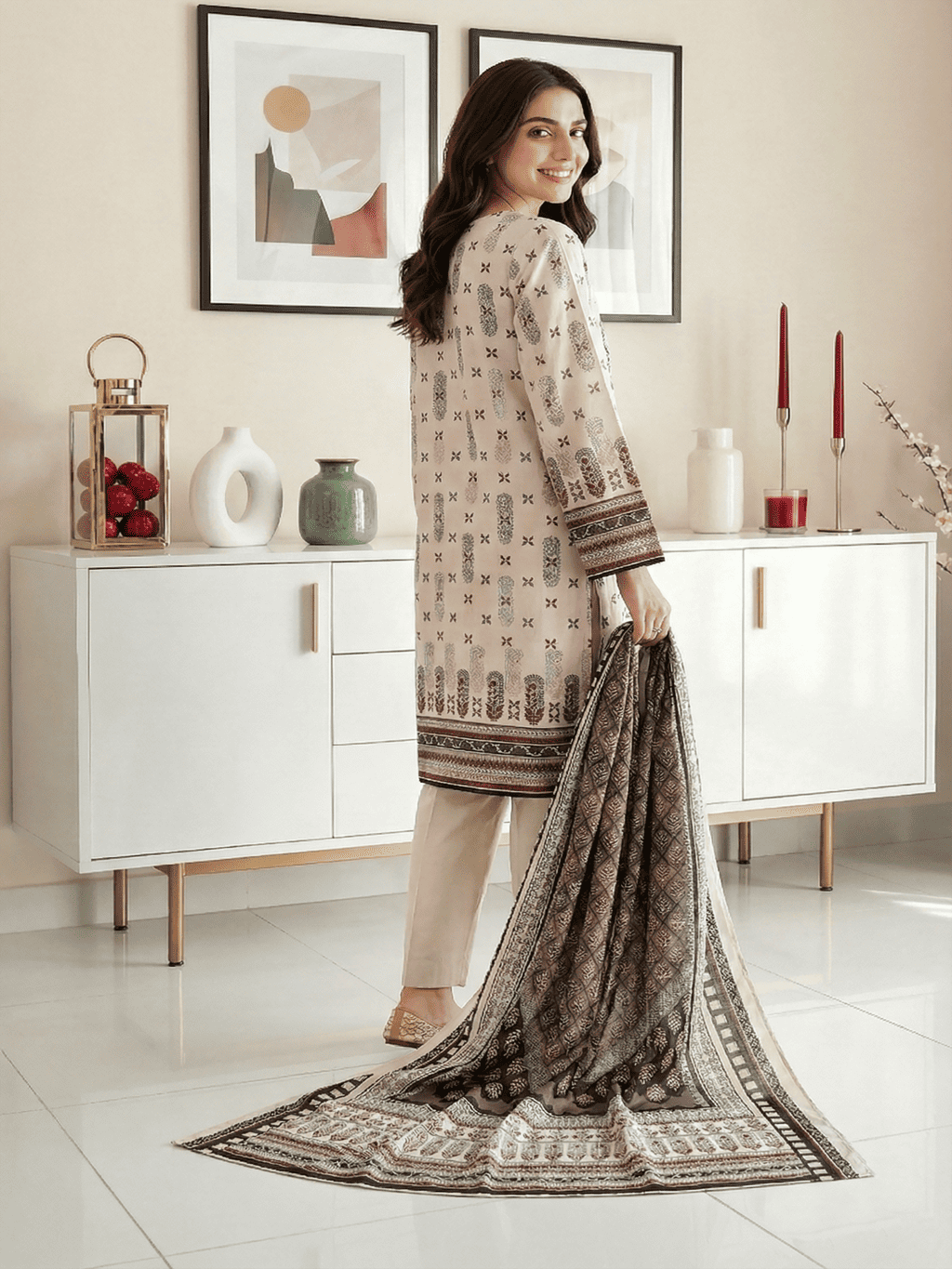 Unstitched Printed Lawn 3 Piece