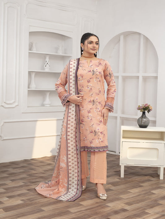Unstitched Printed Lawn 3 Piece