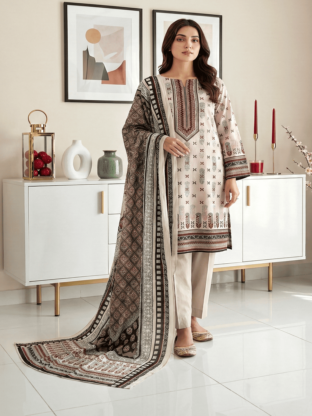 Unstitched Printed Lawn 3 Piece