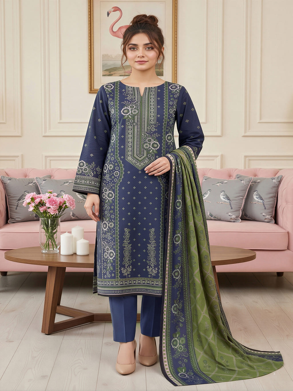 Unstitched Printed Lawn 3 Piece Suit