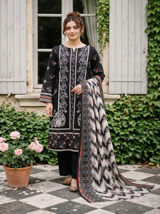 Unstitched Printed Lawn 3 Piece Suit