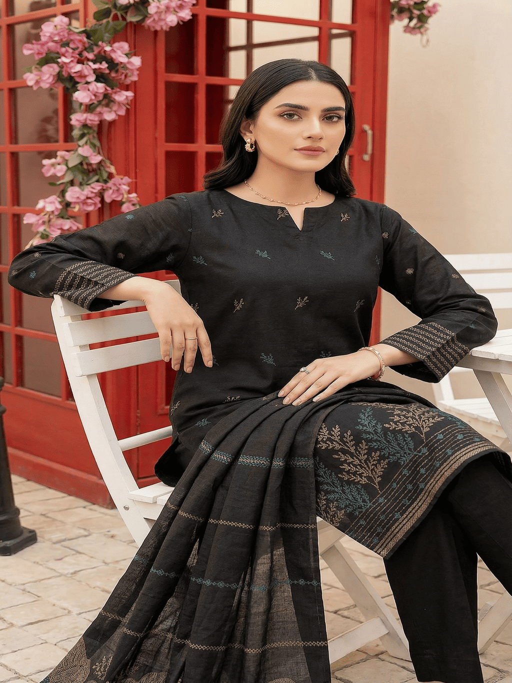 Jacquard Brosha Lawn 3 Piece Suit Unstitched