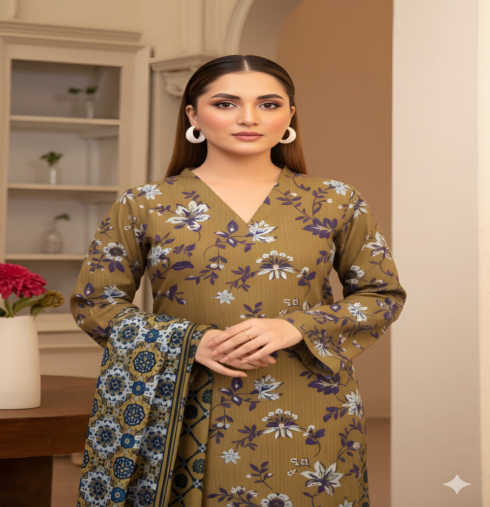 Unstitched Printed Lawn 3 Piece