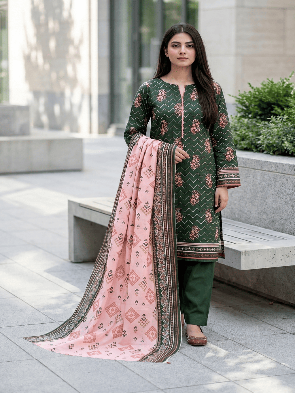 Unstitched Printed Lawn 3 Piece Suit