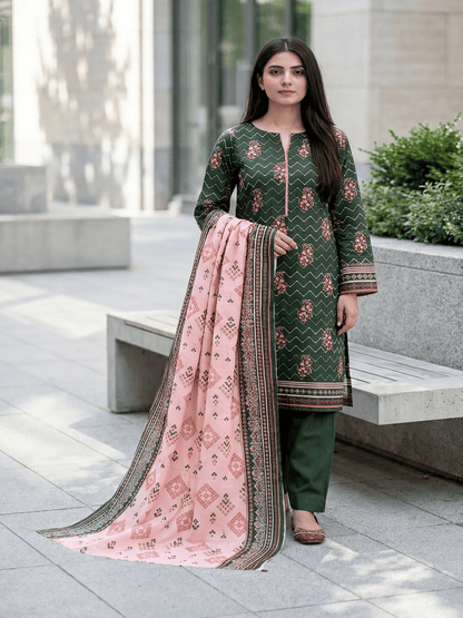 Unstitched Printed Lawn 3 Piece Suit